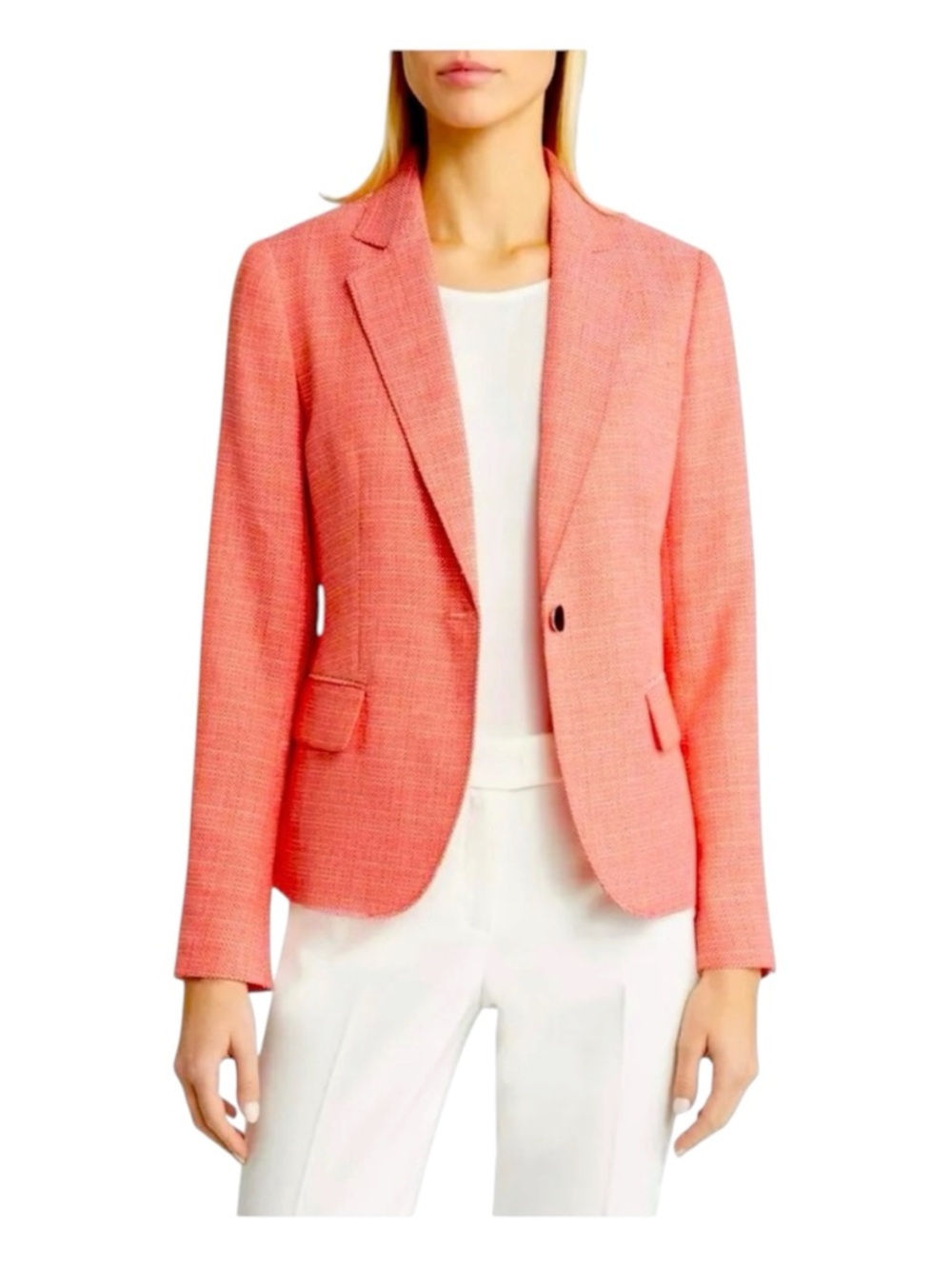 ANNE KLEIN One Button Tweed Blazer, Size 8.